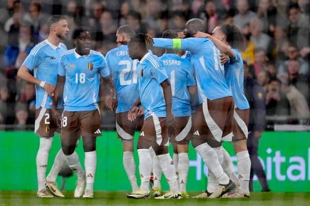 England v Belgium International Friendly, Länderspiel, Nationalmannschaft The Belgium players celebrate their side?s 1st goal during the International Friendly match at Wembley Stadium, London Copyright: xPaulxChestertonx FIL-19882-0085 UK Newspapers OUT