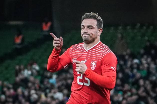 International Friendly, international match, national team Aviva Stadium, Dublin 26 3 2024 Republic of Ireland vs Switzerland Goal and celebration after the 1 0 goal by Xherdan Shaqiri Dublin Aviva Stadium Ireland Copyright: xJoeranxSteinsiekx