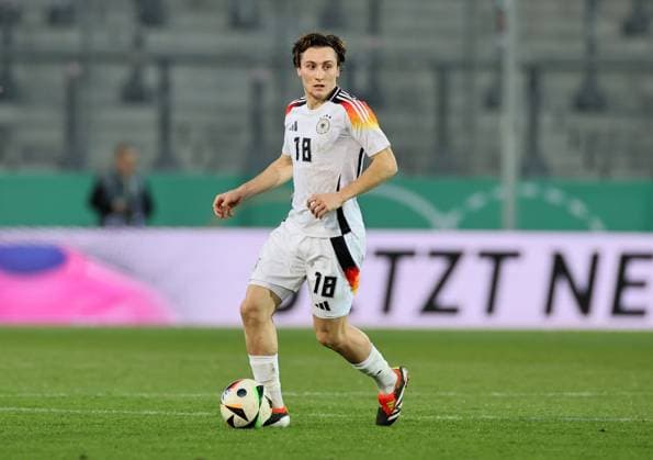 Germany Israel U21 European Championship Qualification Hall S , 26 03 2024, Leuna Chemie Stadion, Football, International Match , U 21 Junior European Championship Qualification , GERMANY vs ISRAEL 2 0 1 0 , Pictured Rocco Reitz 18, DEU Mönchengladbach , For journalistic use only , Picture Point