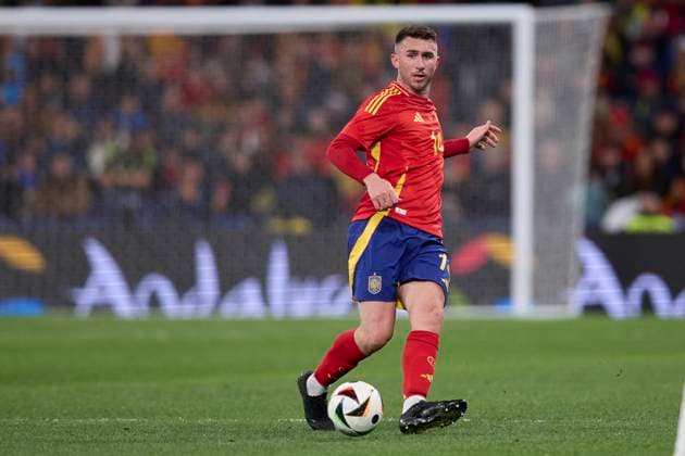 Aymeric Laporte of Spain controls the ball, friendly, Spain v Brazil, Santiago Bernabeu Stadium, March 26, 2024, Madrid, Spain.