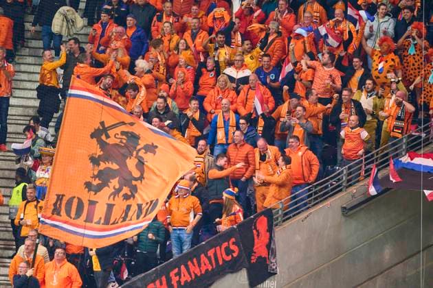 NL fans celebrate goal, happy, laugh, celebration, 0-1 in the friendly match GERMANY - NETHERLANDS 2-1 DEUTSCHLAND - NIEDERLANDE 2-1 in preparation for European Championships 2024 on Mar 26, 2024 in Frankfurt, Germany.