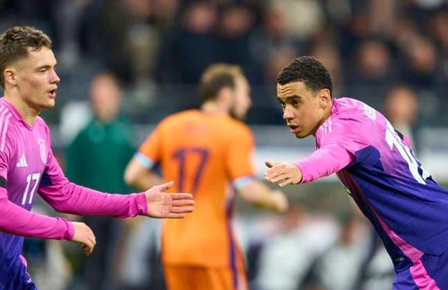 Jamal Musiala, DFB 10 Florian Wirtz, Nr. 17 DFB in the friendly match GERMANY - NETHERLANDS 2-1 DEUTSCHLAND - NIEDERLANDE 2-1 in preparation for European Championships 2024 on Mar 26, 2024 in Frankfurt, Germany.