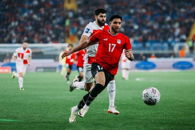 Egypt v Croatia - FIFA Series 2024 Egypt Omar Marmoush is playing with a player from the Croatia national team, Nationalteam during a friendly football match between Egypt and Croatia at Misr Stadium in the New Administrative Capital, Cairo. cairo Egypt  Copyright: xAbeerxAhmedx originalFilename:ahmed-notitle240327_nptL0.jpg