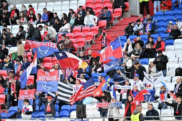 supporters (lyon) FOOTBALL: Olympique Lyonnais FÂŽminines vs Benfica Lisbonne - 1 4 de finale Ligue des Champions FÂŽminine - 27 03 2024 FredericChambert Panoramic 