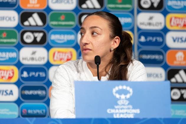 240327 Rosa Kafaji of Häcken during a press conference ahead of a training session with Häcken on March 27, 2024 in Paris Photo Michael Erichsen BILDBYRAN COP 89 MI0633 bbeng champions league dam football fotboll fotboll häcken practice soccer training träning  Copyright: MICHAELxERICHSEN BB240327MI038