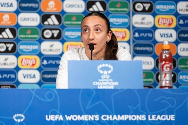 240327 Rosa Kafaji of Häcken during a press conference ahead of a training session with Häcken on March 27, 2024 in Paris Photo Michael Erichsen BILDBYRAN COP 89 MI0633 bbeng champions league dam football fotboll fotboll häcken practice soccer training träning  Copyright: MICHAELxERICHSEN BB240327MI043