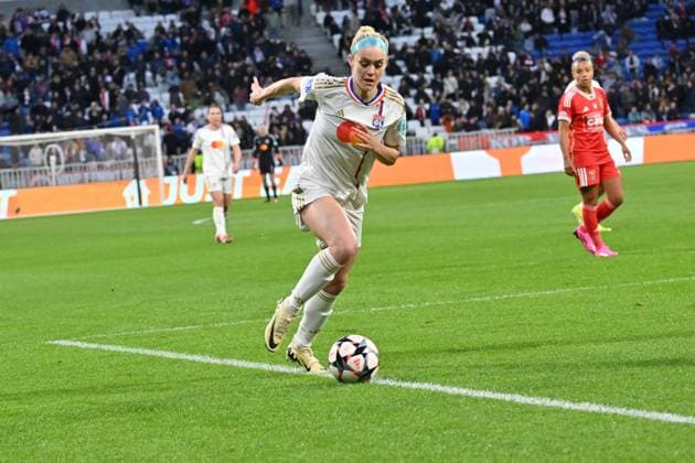 Ellie Carpenter (lyon) FOOTBALL: Olympique Lyonnais FÂŽminines vs Benfica Lisbonne - 1 4 de finale Ligue des Champions FÂŽminine - 27 03 2024 FredericChambert Panoramic 