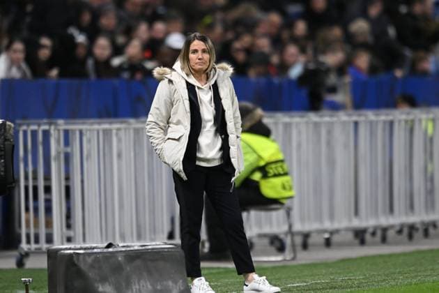 Sonia Bompastor (lyon) FOOTBALL: Olympique Lyonnais FÃ minines vs Benfica Lisbonne - 1 4 de finale Ligue des Champions FÃ minine - 27 03 2024 FredericChambert Panoramic 