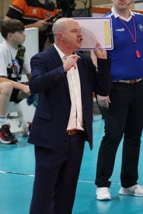 DEU, DVV, 1 VBL, BR Volleys vs SVG Lueneburg, 27 03 2024, Max Schmeling Halle, Berlin, DEU, DVV, 1 VBL, BR Volleys vs SVG Lueneburg, in the picture coach Joel Banks BR Volleys photo Juergen Engler nordphoto GmbH nordphotoxGmbHx xEngler nph00076