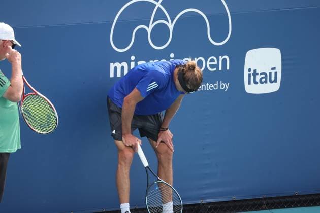March 27, 2024, Miami Gardens, Florida, United States Of America: MIAMI GARDENS, FLORIDA - MARCH 27: Alexander Zverev on a practice court on Day 12 of the Miami Open at Hard Rock Stadium on March 27, 2024 in Miami Gardens, Florida. ....People: Alexander Zverev Miami Open Presented by Itau 2024 - Day 12 - Major League Pickleball Celebrity Pro-Am  - ZUMAs214 20240327_ada_s214_094 Copyright: xSMGx