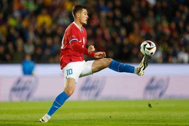 Patrik Schick (CZE) in action during the friendly soccer match Czechia vs Armenia in Prague, Czech Republic, March 26, 2024. (CTKxPhoto PavelxLebeda) CTKPhotoF202403280006001  CTKPhotoF202403280006001