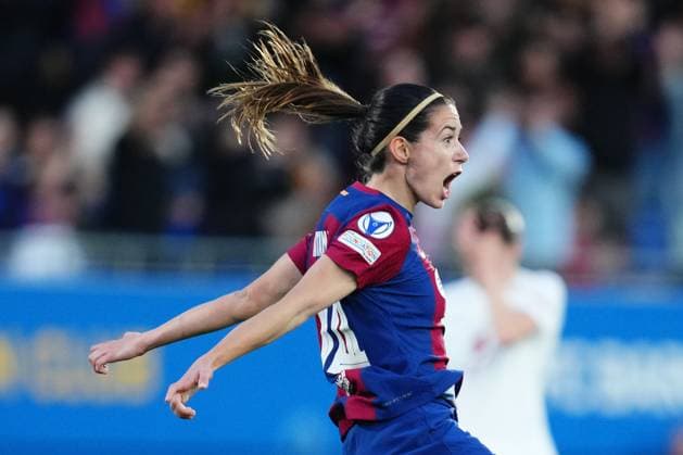 Fußball, CL Frauen, FC Barcelona - Brann Bergen Aitana Bonmati of FC Barcelona, Barca celebrates after scoring the 1-0 FC Barcelona v SK Brann Kvinner. UEFA Women s Champions League match. Quarter Finals, second leg, Football, Johan Cruyff Stadium, Barcelona, Spain - 28 March 2024 Editorial use only  Copyright: xBaguxBlanco Shutterstockx 14410928o