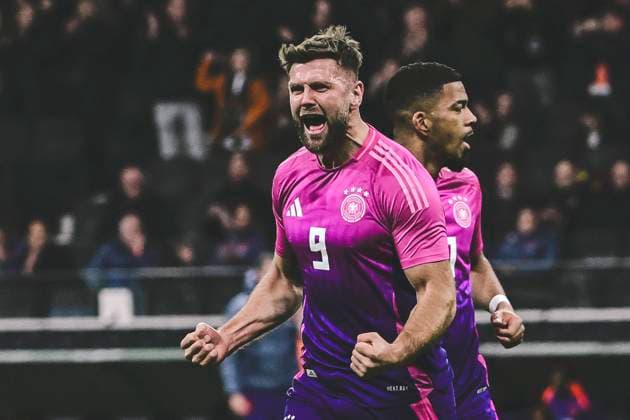 Goal celebration for 2 1 by Niclas Fuellkrug 9 Germany , Germany vs Netherlands, Football, National team international , 26 03 2024 DFB regulations prohibit any use of photographs as image sequences and or quasi video Franfurt Hessen Germany Copyright: xkolbert-press MarcxNiemeyerx