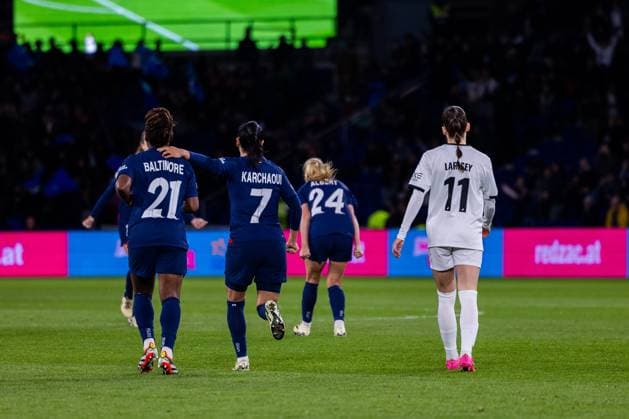 Paris, France Korbin Albert (24 PSG) celebrates after scoring in action during the UEFA Womens Champions League game between Paris Saint-Germain and BK Hacken at Parc des Princes in Paris, France. (Pauline FIGUET SPP) Copyright: xPaulinexFIGUETx xSPPx spp-en-PaFiSp-PF_PSGvBKH630