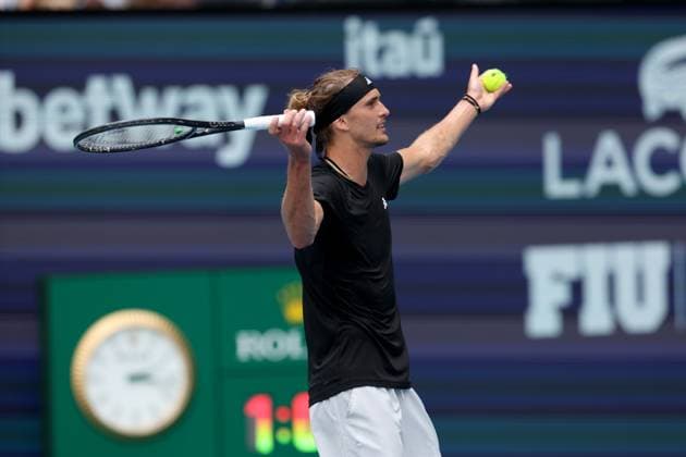 March 28, 2024, Miami Gardens, Florida, United States Of America: MIAMI GARDENS, FLORIDA - MARCH 28: Alexander Zverev of Germany defeats Fabian Marozsan of Hungary on Day 13 of the Miami Open at Hard Rock Stadium on March 28, 2024 in Miami Gardens, Florida....People: Alexander Zverev Miami Gardens United States Of America - ZUMAs214 20240328_ada_s214_006 Copyright: xSMGx