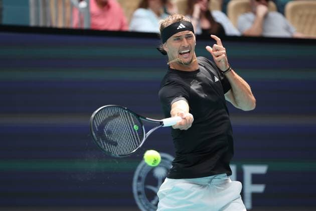 March 28, 2024, Miami Gardens, Florida, United States Of America: MIAMI GARDENS, FLORIDA - MARCH 28: Alexander Zverev of Germany defeats Fabian Marozsan of Hungary on Day 13 of the Miami Open at Hard Rock Stadium on March 28, 2024 in Miami Gardens, Florida....People: Alexander Zverev Miami Gardens United States Of America - ZUMAs214 20240328_ada_s214_188 Copyright: xSMGx