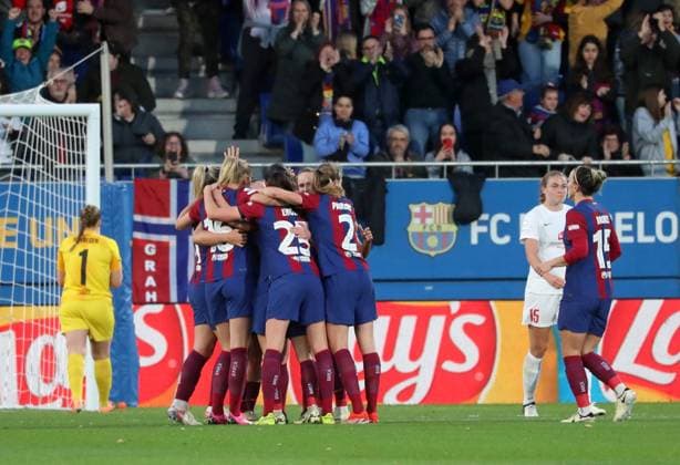 FC Barcelona, Barca v SK Brann - UEFA Women s Champions League 2023 24 Quarter Final Leg Two FC Barcelona players are celebrating during the match between FC Barcelona and SK Brann, corresponding to the second leg of the Quarter-Final of the Women s UEFA Champions League, played at the Johan Cruyff Stadium in Barcelona, Spain, on March 28, 2024. Barcelona Spain  Copyright: xUrbanandsportx originalFilename:urbanandsport-fcbarcel240328_np3r1.jpg
