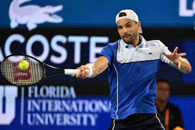 Carlos Alcaraz Vs Grigor Dimitrov during men s quarter finals at The Miami Open at Hard Rock Stadium Featuring: Grigor Dimitrov Where: Miami Gardens, Florida, United States When: 28 Mar 2024 Credit: Robert Bell INSTARimages EDITORIAL USE ONLY. RESTRICTED TO NEWSPAPERS BASED IN THE UK Copyright: xLarryxMaranox instar53606215
