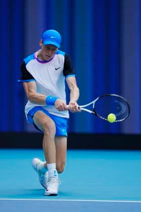 March 29, 2024, Miami, Florida, USA: Jannik Sinner (Italy) hits a backhand against .Daniil Medvedev during the semifinals of the Mens Singles at the Miami Open tennis tournament. Sinner won the match 6-1, 6-2. Miami USA - ZUMAd212 20240329_zsp_d212_019 Copyright: xRichardxDolex