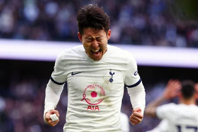 30th March 2024; Tottenham Hotspur Stadium, London, England; Premier League Football, Tottenham Hotspur versus Luton Town; Son Heung-Min of Tottenham Hotspur celebrates after he scored for 2-1 in the 86th minute  ActionPlus12623404 ShaunxBrooks