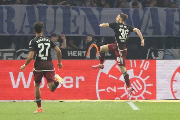 DEU, DFL, 2 FBL, Hertha BSC vs 1 FC Nuernberg, 30 03 2024, Berliner Olympiastadion, Berlin, DEU, DFL, 2 FBL, Hertha BSC vs 1 FC Nuernberg, im Bild 0 2 durch Simon Rhein 1 FC Nuernberg 36 DFL regulations prohibit any use of Photographs as image sequences and or quasi video Foto Juergen Engler nordphoto GmbH nordphotoxGmbHx xEngler nph00076