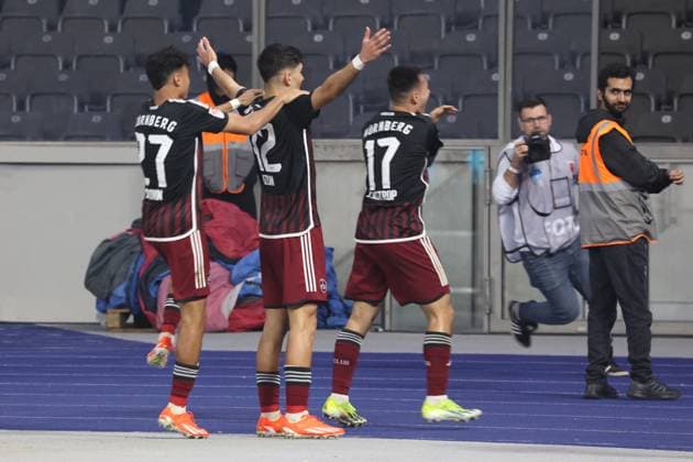 DEU, DFL, 2 FBL, Hertha BSC vs 1 FC Nuernberg, 30 03 2024, Berliner Olympiastadion, Berlin, DEU, DFL, 2 FBL, Hertha BSC vs 1 FC Nuernberg, im Bild 3 1 durch Can Yilmaz Uzun 1 FC Nuernberg 42 , Nathaniel Brown 1 FC Nuernberg 27 , Jens Castrop 1 FC Nuernberg 17 DFL regulations prohibit any use of Photographs as image sequences and or quasi video Foto Juergen Engler nordphoto GmbH nordphotoxGmbHx xEngler nph00076