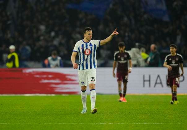 Germany, Berlin, 30 03 2024, Olympic Stadium, Hertha BSC vs 1 FC Nürnberg 2 Bundesliga, Haris Tabakovic Hertha Berlin celebrates the second goal Berlin Olympic Stadium Berlin Germany eu-images-659