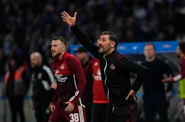 Germany, Berlin, 30 03 2024, Olympic Stadium, Hertha BSC vs 1 FC Nürnberg 2 Bundesliga, Cristian FiÃ l 1 FC Nürnberg gestures Berlin Olympic Stadium Berlin Germany eu-images-659