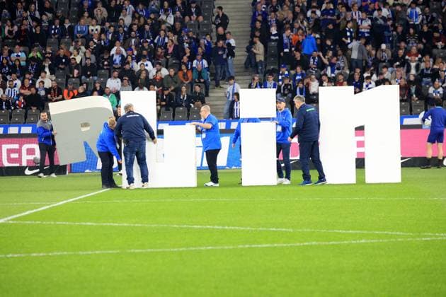 DEU, DFL, 2 FBL, Hertha BSC vs 1 FC Nuernberg, 30 03 2024, Berliner Olympiastadion, Berlin, DEU, DFL, 2 FBL, Hertha BSC vs 1 FC Nuernberg, im Bild Berlin Schriftz DFL regulations prohibit any use of Photographs as image sequences and or quasi video Foto Juergen Engler nordphoto GmbH nordphotoxGmbHx xEngler nph00076