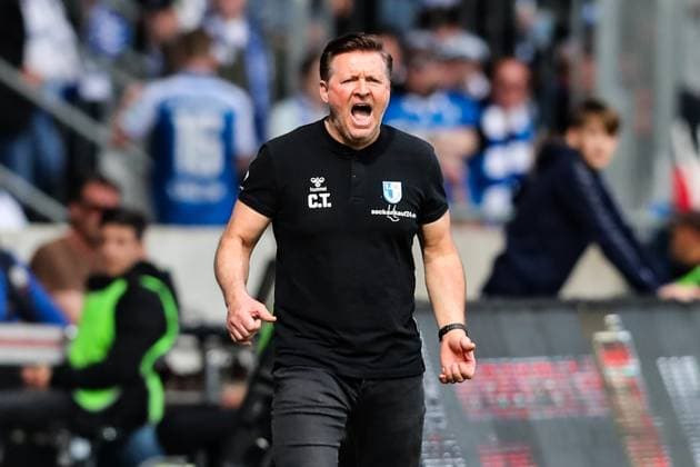 Coach Christian Titz 1 FC Magdeburg 2 Soccer Bundesliga Season 2023 2024 1 FC Magdeburg vs Hannover 96 at the MDCC Arena in Magdeburg Soccer,Man,Men,Germany,31 03 2024
