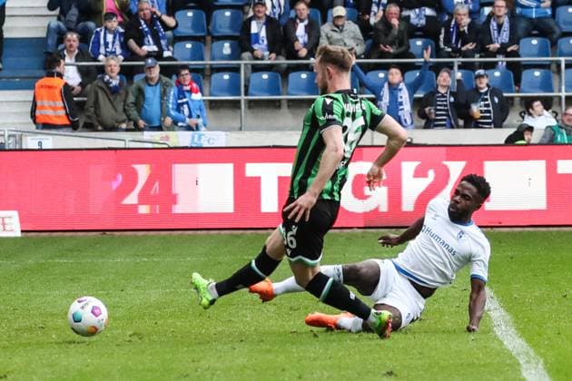 Goalscorer Cedric Teuchert Hannover 96,36 scores to 0 3 2 Soccer Bundesliga Season 2023 2024 1 FC Magdeburg vs Hannover 96 at the MDCC Arena in Magdeburg Action,Soccer,Man,Men,Germany,31 03 2024