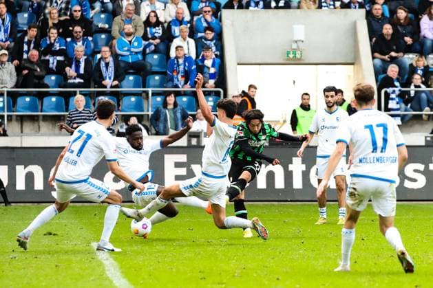 Goalscorer Sei Muroya Hannover 96,21 scores to 0 2 2 Soccer Bundesliga Season 2023 2024 1 FC Magdeburg vs Hannover 96 at the MDCC Arena in Magdeburg Action,Soccer,Man,Men,Germany,31 03 2024