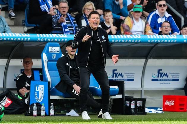 Coach Christian Titz 1 FC Magdeburg 2 Soccer Bundesliga Season 2023 2024 1 FC Magdeburg vs Hannover 96 at the MDCC Arena in Magdeburg Soccer,Man,Men,Germany,31 03 2024