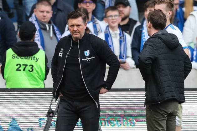 Coach Christian Titz 1 FC Magdeburg after the match 2 Soccer Bundesliga Season 2023 2024 1 FC Magdeburg vs Hannover 96 at the MDCC Arena in Magdeburg Soccer,Man,Men,Germany,31 03 2024