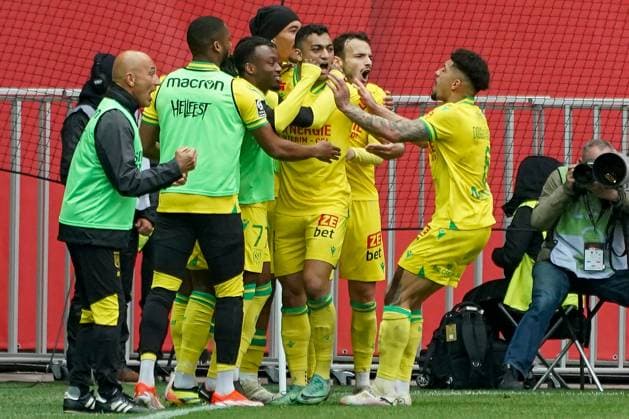 Joie - Mostafa Mohamed (FC Nantes) FOOTBALL : OGC Nice vs FC Nantes- Ligue 1 Uber Eats - Nice - 31 03 2024 NorbertScanella Panoramic 