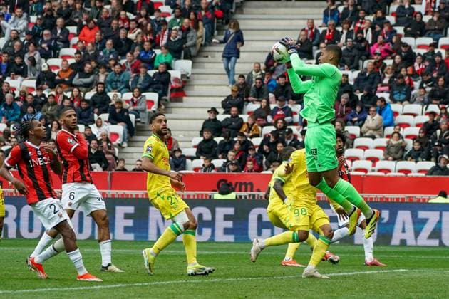Alban Lafont (FC Nantes) FOOTBALL : OGC Nice vs FC Nantes- Ligue 1 Uber Eats - Nice - 31 03 2024 NorbertScanella Panoramic 