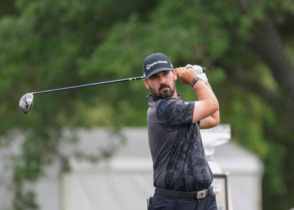 HOUSTON, TX - MARCH 31: Chad Ramey (USA) watches his tee shot on 1 during the final round of the PGA, Golf Herren Texas Children™s Houston Open at Memorial Park Golf Course on March 31, 2024 in Houston, Texas. (Photo by Leslie Plaza Johnson Icon Sportswire) GOLF: MAR 31 PGA Texas Children s Houston Open EDITORIAL USE ONLY Icon240331021