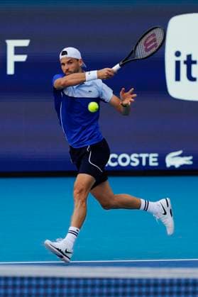 March 31, 2024, Miami, Florida, USA: Grigor Dimitrov (Bulgaria) hits a forehand against Jannik Sinner (Italy) during the finals of the MenÃ¢â‚¬â ¢s Singles at the Miami Open tennis tournament. Sinner won the match 6-3, 6-1. Miami USA - ZUMAd212 20240331_zsp_d212_022 Copyright: xRichardxDolex
