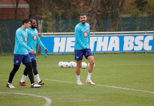 Germany, Berlin, Sportpark, GER, 2 FBL, Hertha BSC, Season 2023 24, Training, Photo Ibrahim Maza, Deyovaisio Zeefuik, Aymen Barkok