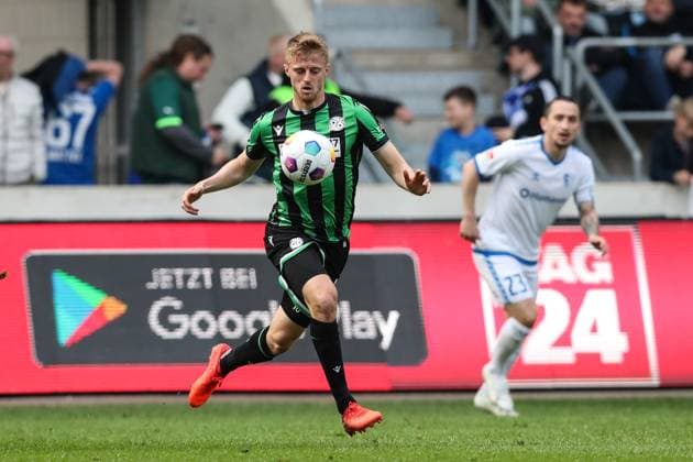 Sebastian Ernst Hannover 96,10 2 Soccer Bundesliga Season 2023 2024 1 FC Magdeburg vs Hannover 96 at the MDCC Arena in Magdeburg Action,Soccer,Man,Men,Germany,31 03 2024