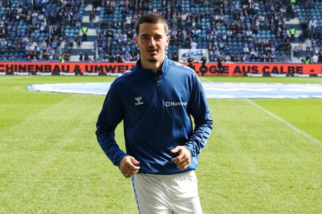 Andi Hoti 1 FC Magdeburg,3 2 Soccer Bundesliga Season 2023 2024 1 FC Magdeburg vs Hannover 96 at the MDCC Arena in Magdeburg Soccer,Man,Men,Germany,31 03 2024
