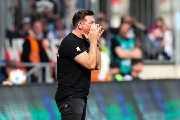 Coach Christian Titz 1 FC Magdeburg 2 Soccer Bundesliga Season 2023 2024 1 FC Magdeburg vs Hannover 96 at the MDCC Arena in Magdeburg Soccer,Man,Men,Germany,31 03 2024