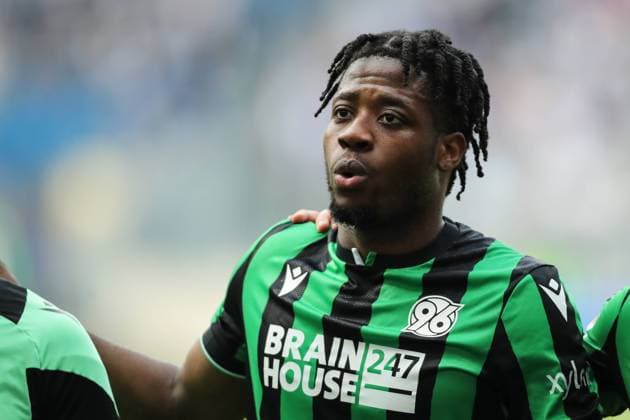 Bright Arrey Mbi Hannover 96,4 2 Soccer Bundesliga Season 2023 2024 1 FC Magdeburg vs Hannover 96 at the MDCC Arena in Magdeburg single picture,action,soccer,man,men,Germany,31 03 2024
