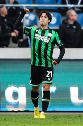 Goal celebration goal scorer Sei Muroya Hannover 96,21 scores to 0 2 2 Soccer Bundesliga season 2023 2024 1 FC Magdeburg vs Hannover 96 in the MDCC Arena in Magdeburg Freisteller, action,soccer,man,men,Germany,31 03 2024