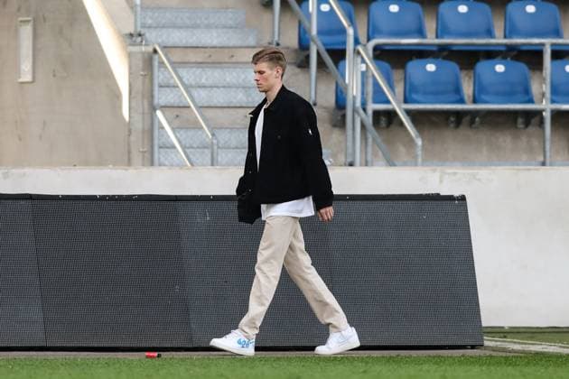 Luca Schuler 1 FC Magdeburg,26 leaves the empty stadium after the match through the interior 2 Soccer Bundesliga Season 2023 2024 1 FC Magdeburg vs Hannover 96 at the MDCC Arena in Magdeburg Soccer,Man,Men,Germany,31 03 2024