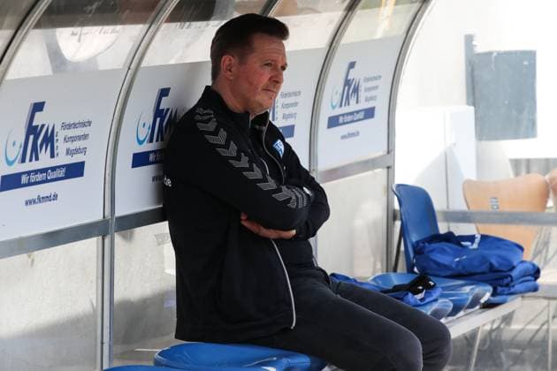 Coach Christian Titz 1 FC Magdeburg 2 Soccer Bundesliga Season 2023 2024 1 FC Magdeburg vs Hannover 96 at the MDCC Arena in Magdeburg Soccer,Man,Men,Germany,31 03 2024