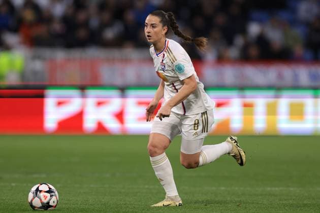 Lyon, France, 27th March 2024. Sara Dabritz of Lyon during the UEFA Womens Champions League match at OL Stadium, Lyon. Picture credit should read: Jonathan Moscrop Sportimage EDITORIAL USE ONLY. No use with unauthorised audio, video, data, fixture lists, club league logos or live services. Online in-match use limited to 120 images, no video emulation. No use in betting, games or single club league player publications. SPI-3032-0180