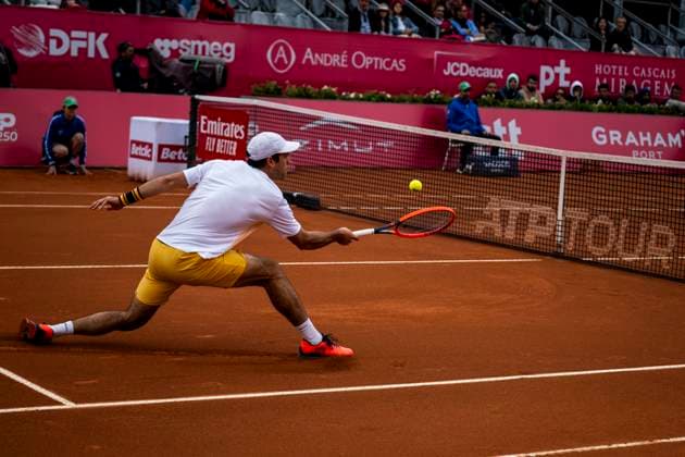 Lucas Pouille Vs Nuno Borges - Millennium Estoril Open 2024 Lucas Pouille is competing against Nuno Borges at the Millennium Estoril Open ATP, Tennis Herren 250 tennis tournament at the Estoril Tennis Club in Estoril, Portugal, on April 1, 2024. Lisbon Portugal  Copyright: xNunoxCruzx originalFilename:cruz-lucaspou240401_npU2q.jpg