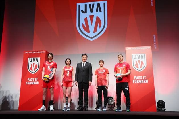 (L-R) Akihiro Yamauchi, Sarina Koga, Shunichi Kawai, Nanami Seki, Yuji Nishida, APRIL 2, 2024 - Volleyball : Japan Volleyball Association event of annoucement new brand and concept in Tokyo, Japan. Noxthirdxpartyxsales  (248899758)
