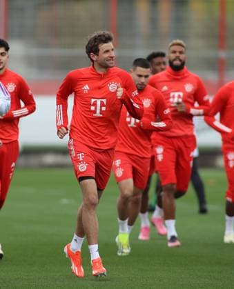Munich, Germany 02 April 2024 Football, Men, 2023 2024 season, FC Bayern Munich, Säbener Strasse, training ground, training, public training Thomas Müller, Mueller FC Bayern Munich running